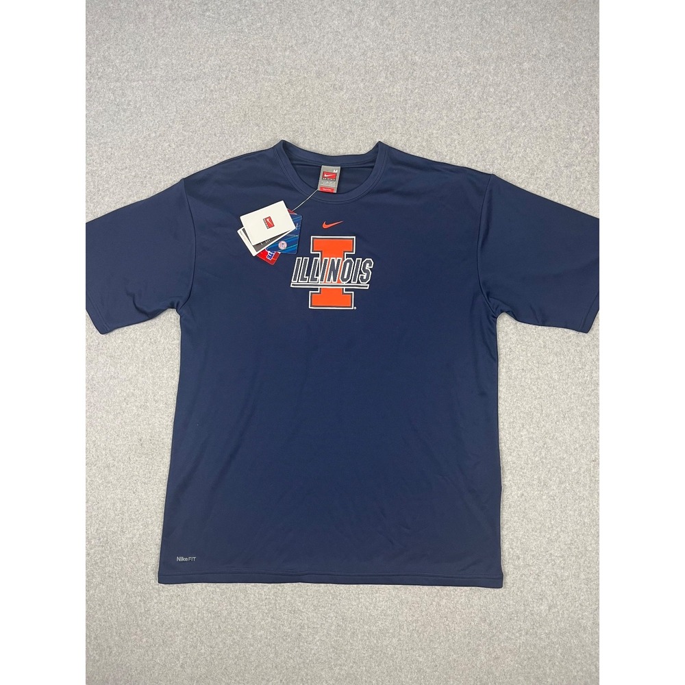 University Of Illinois Shirt Mens M Navy Nike Center Swoosh Fighting Illini - Picture 2 of 9